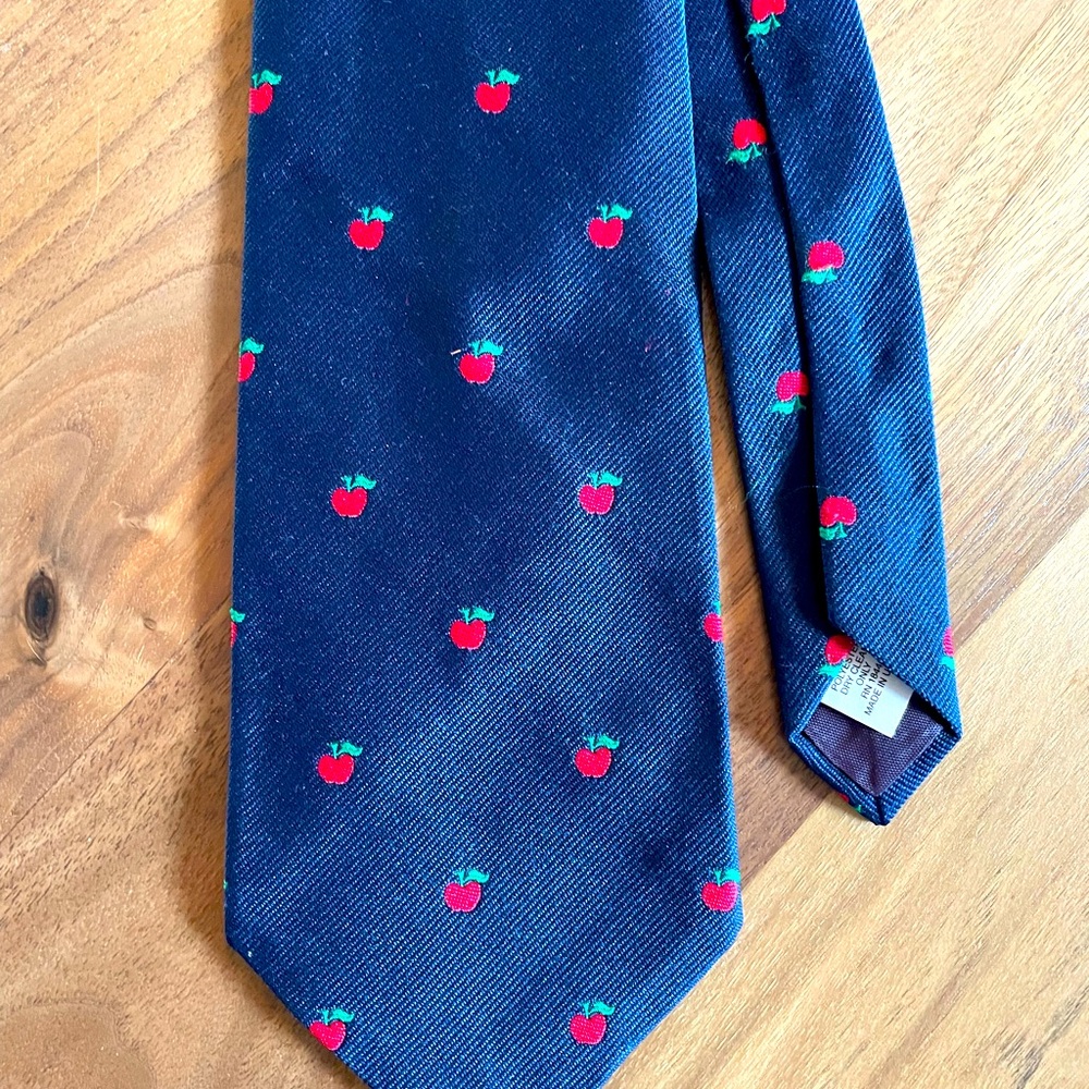 Teacher Gift! Blue Tie with Red Apple Pattern